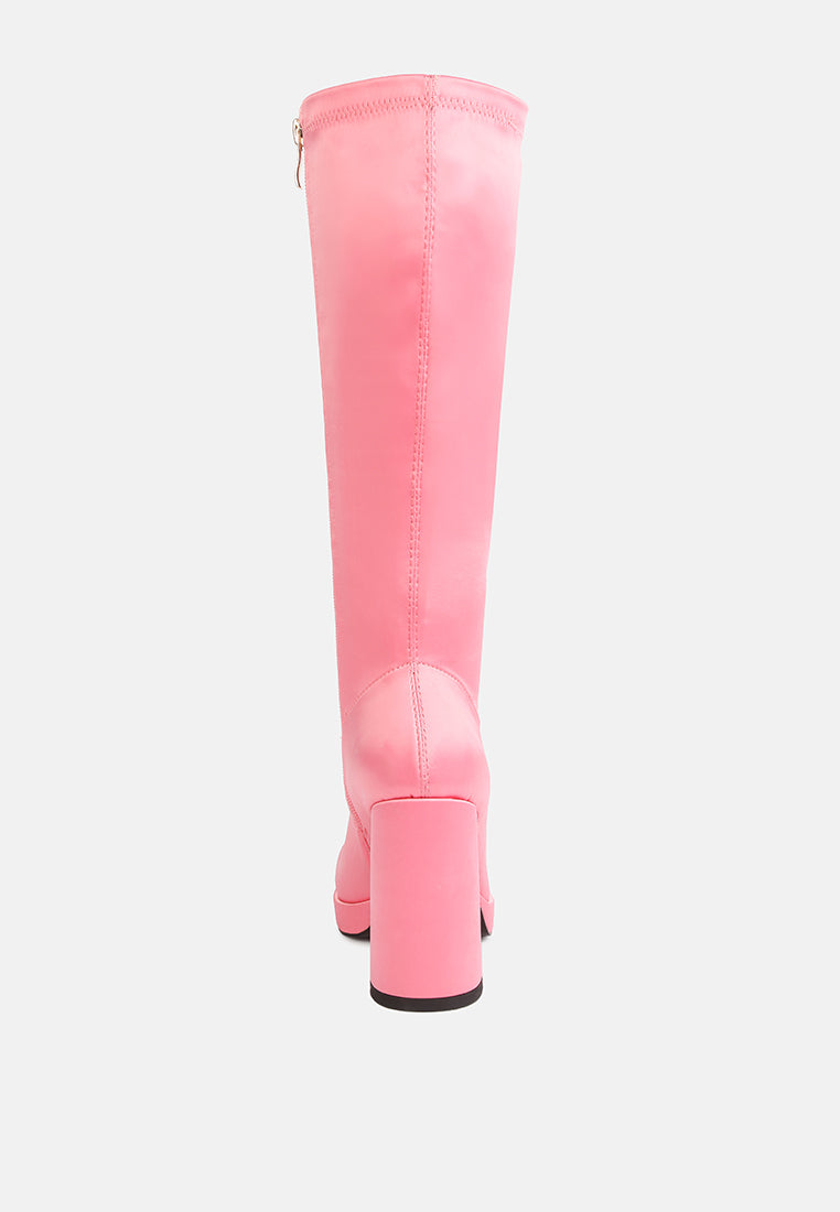 presto pink stretchable satin long boot#color_pink
