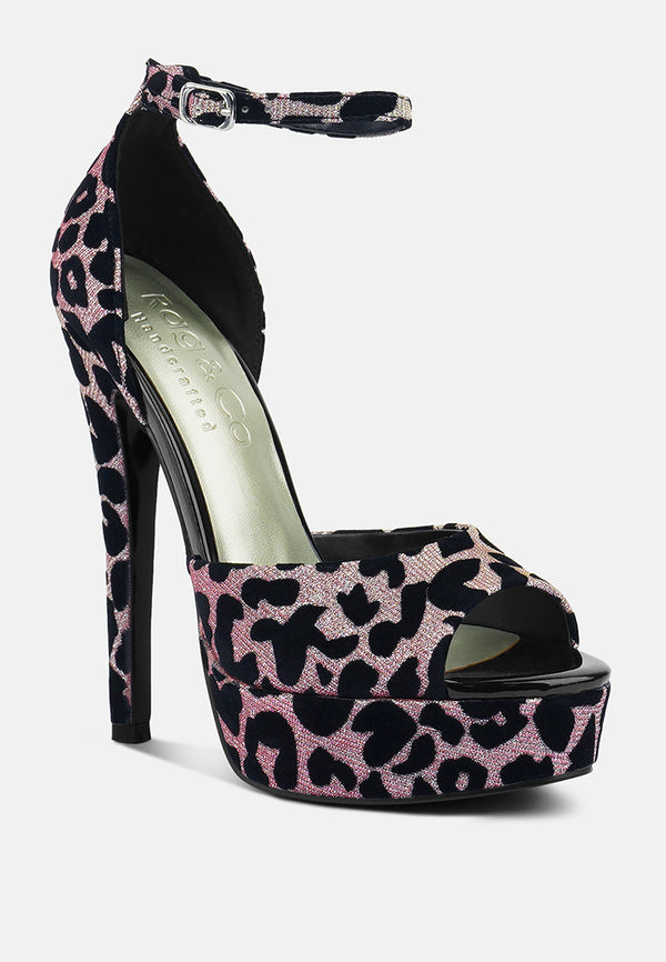 brigitte pink leopard print peep toe stiletto sandal#color_pink