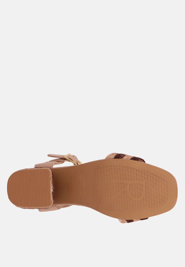 RAYNA Brown Braided Jute Strap and Suede Sandal-Natural