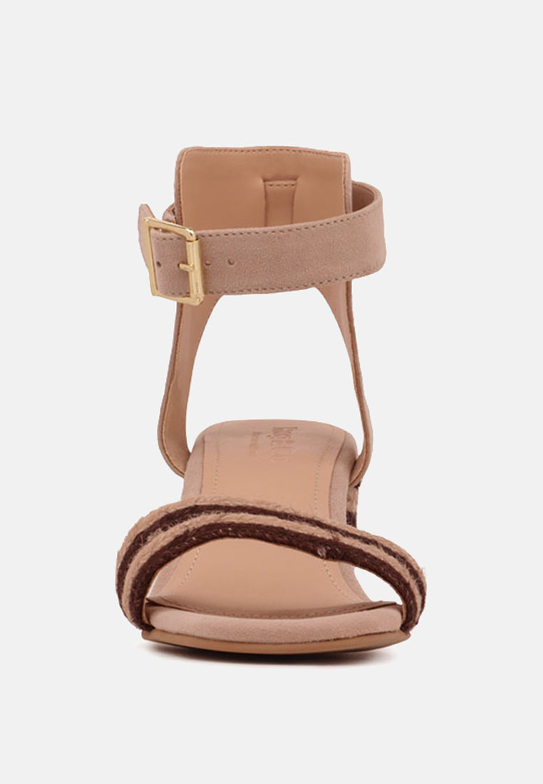 RAYNA Brown Braided Jute Strap and Suede Sandal-Natural