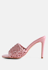 TEASE Pink Woven Heeled Slides_pink