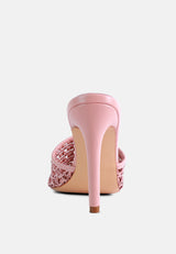 TEASE Pink Woven Heeled Slides_pink