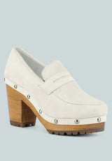 OSAGE White Clog Loafers in Fine Suede