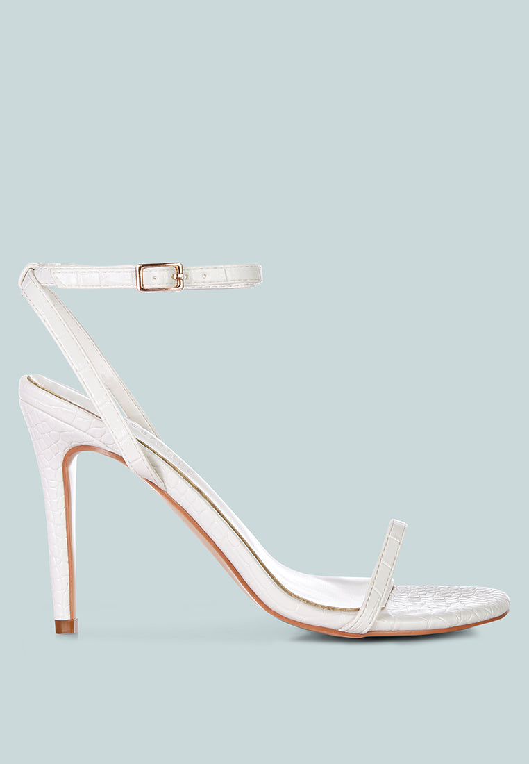 BLONDES White Croc High Heeled Sandal_off White