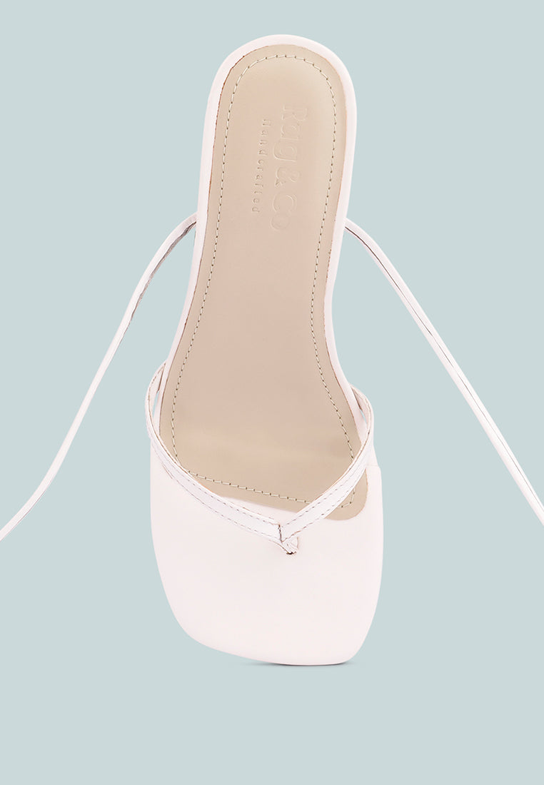 DORITA White Kitten Heel Lace Up Sandal_white