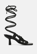 BEROE Latte Braided Handcrafted Lace Up Sandal-Black