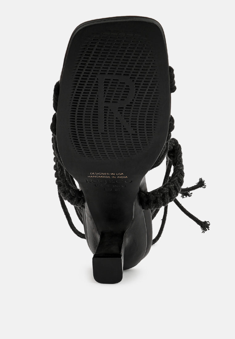 beroe latte braided handcrafted lace up sandal black