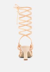 BEROE Latte Braided Handcrafted Lace Up Sandal-Latte