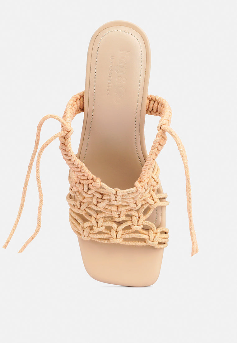 BEROE Latte Braided Handcrafted Lace Up Sandal-Latte