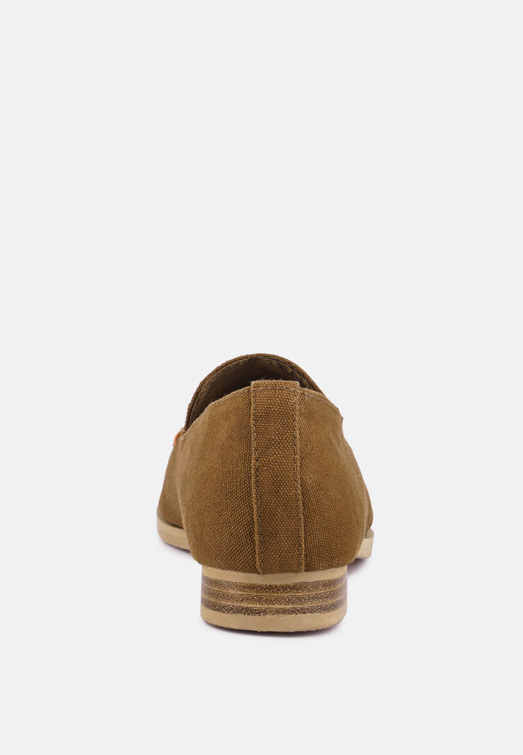 BOUGIE Tan Organic Canvas Loafers_Tan