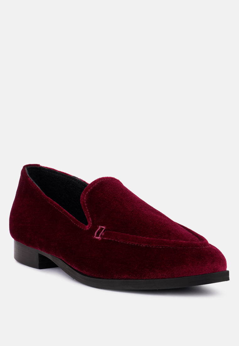 LUXE-LAP Burgundy Velvet Handcrafted Loafers_Burgundy