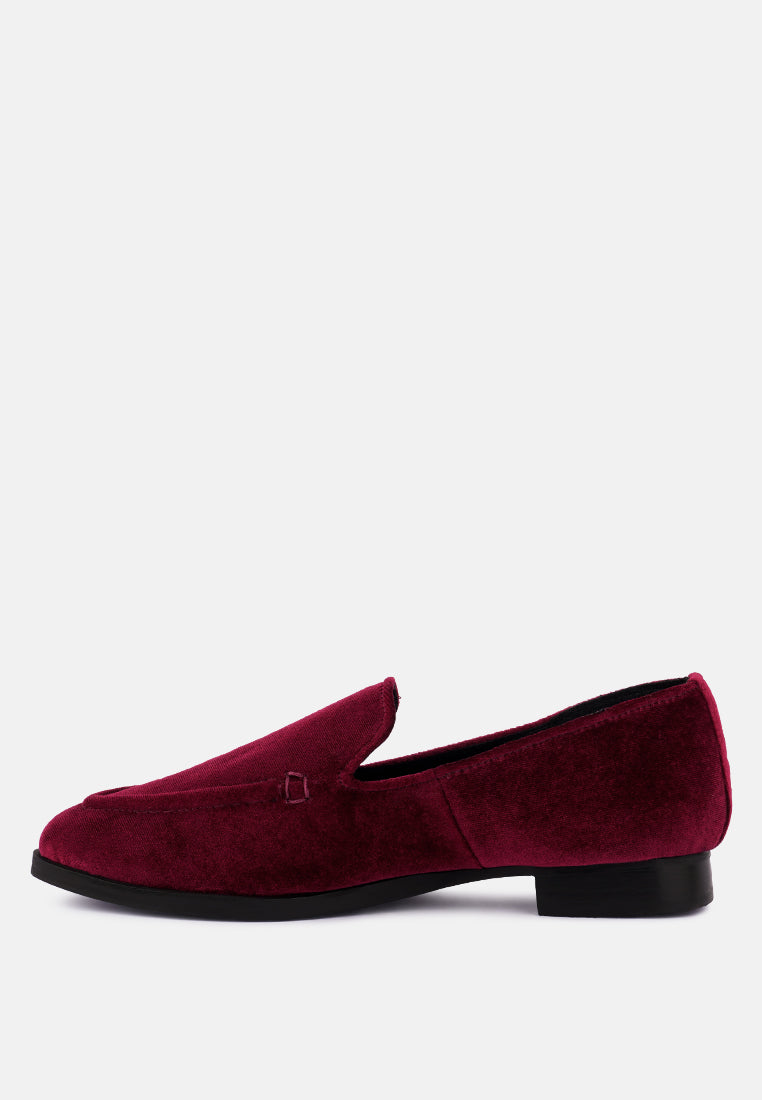 LUXE-LAP Burgundy Velvet Handcrafted Loafers_Burgundy
