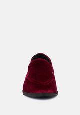LUXE-LAP Burgundy Velvet Handcrafted Loafers_Burgundy