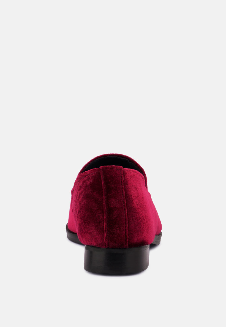 LUXE-LAP Burgundy Velvet Handcrafted Loafers_Burgundy