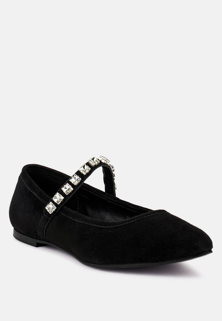 assisi black fine suede maryjane ballet blats_black