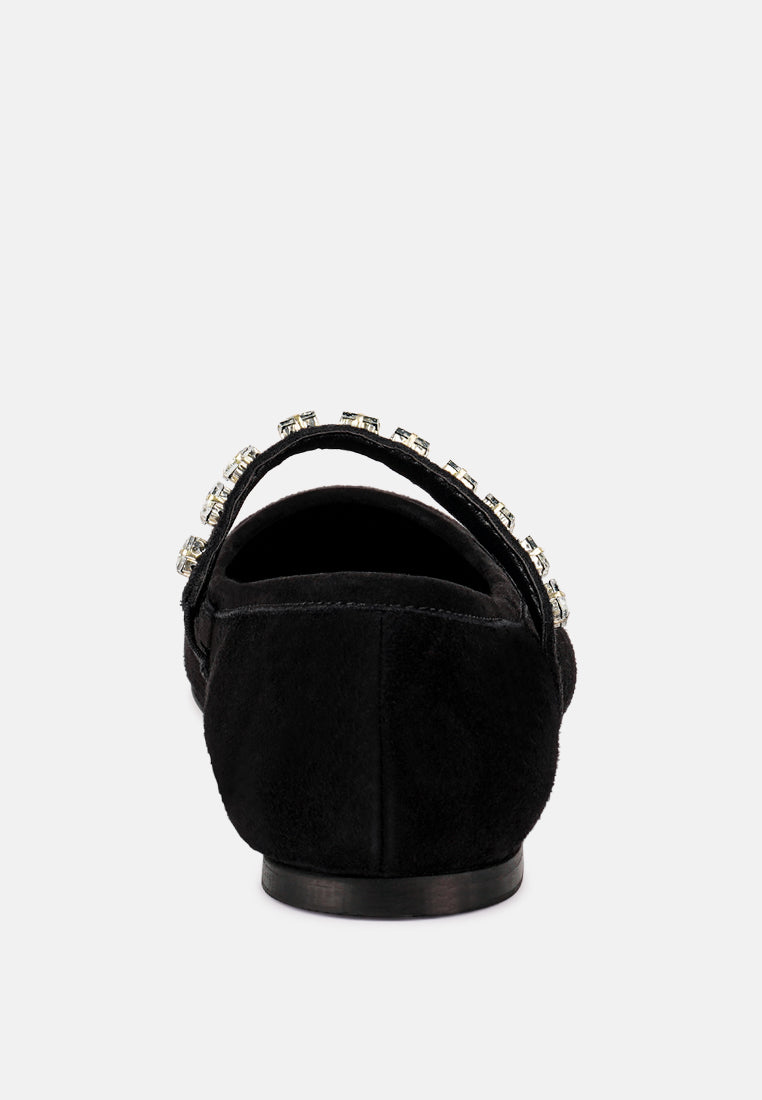 assisi black fine suede maryjane ballet blats_black
