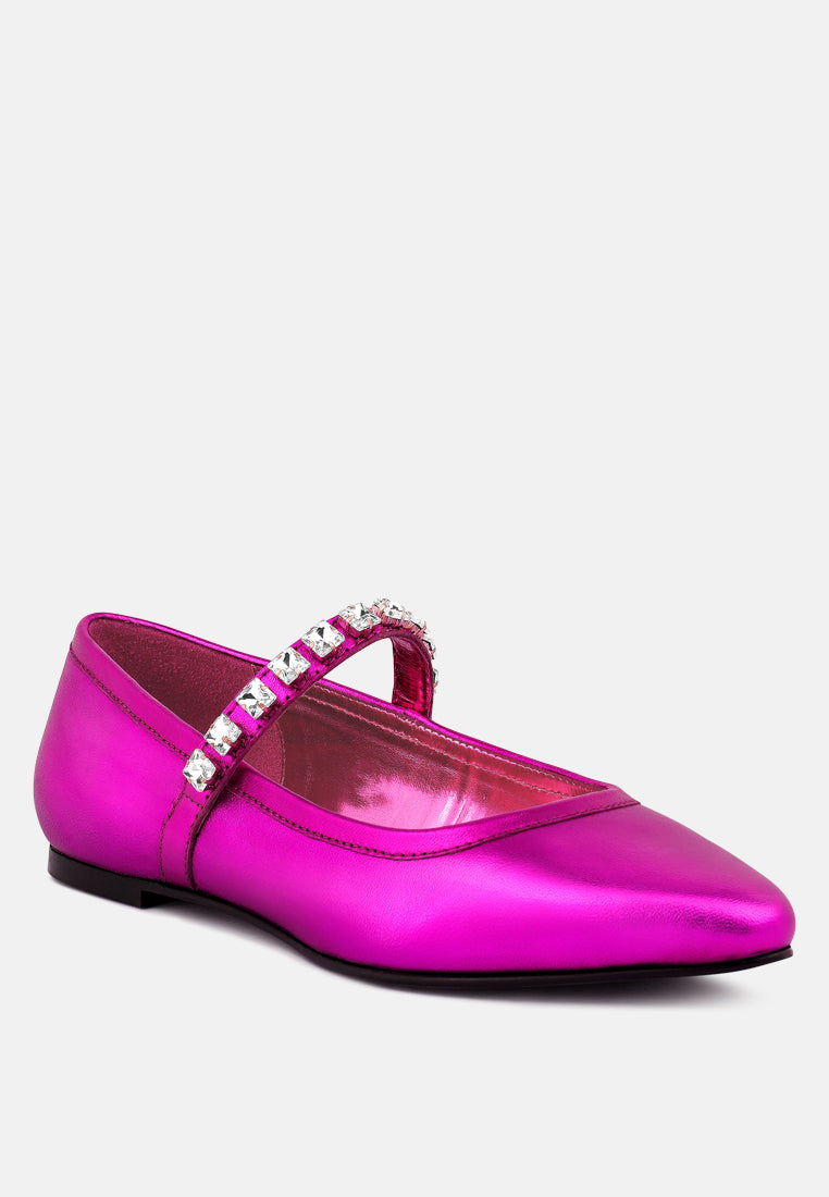 alverno fuchsia metallic leather mary jane flats_fuchsia