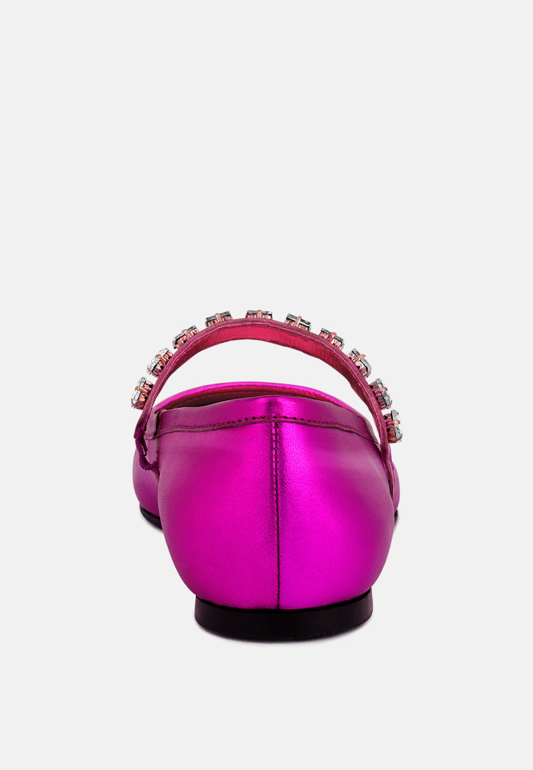 alverno fuchsia metallic leather mary jane flats_fuchsia
