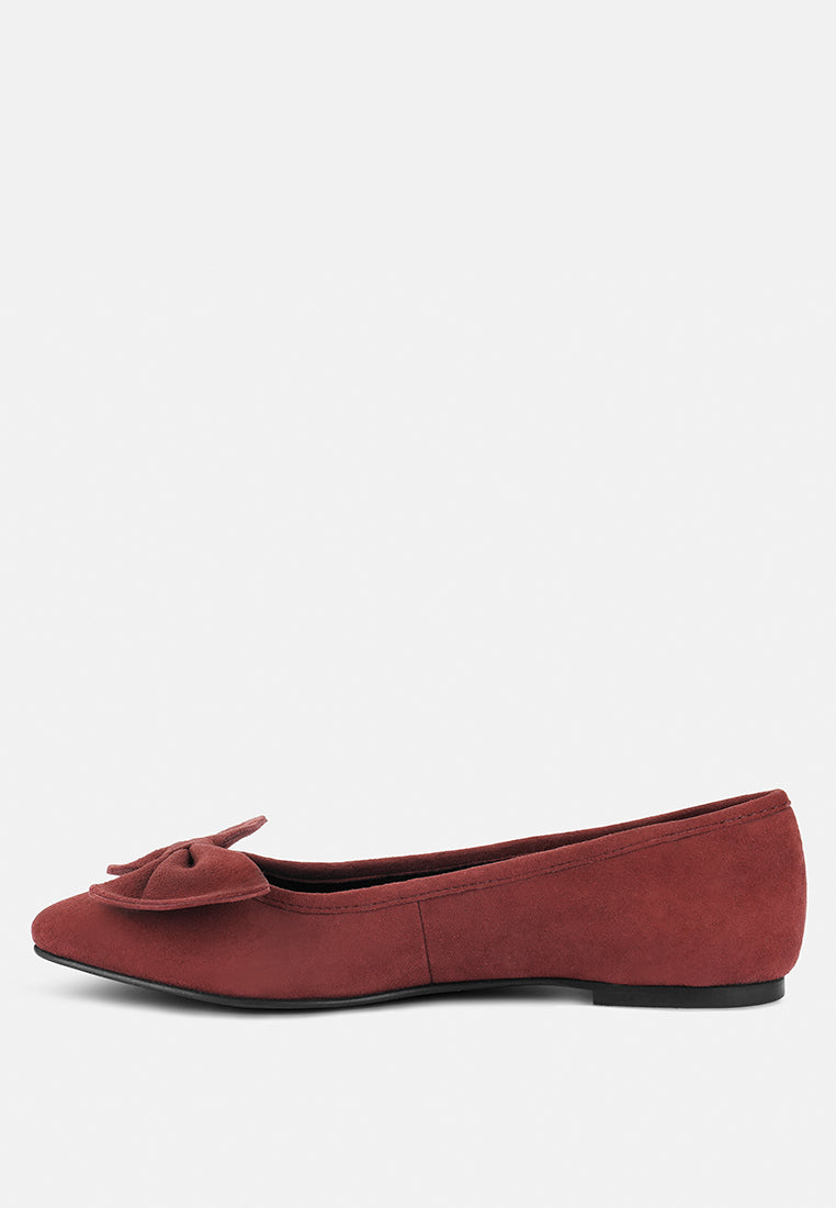 chuckle burgundy big bow suede ballerina flats_burgundy