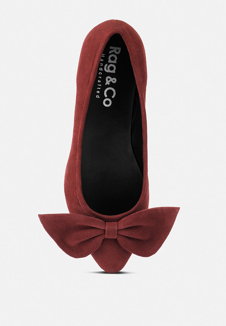 chuckle burgundy big bow suede ballerina flats_burgundy