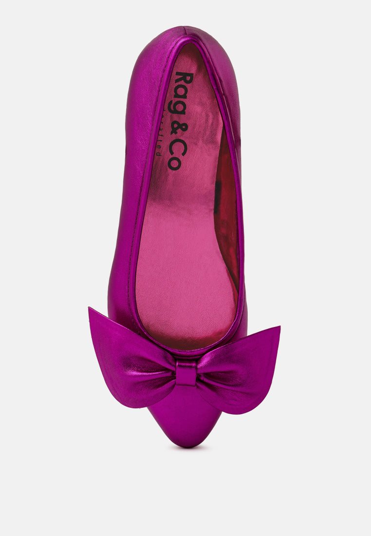 pie-tribe pink metallic big bow ballerinas_fuchsia
