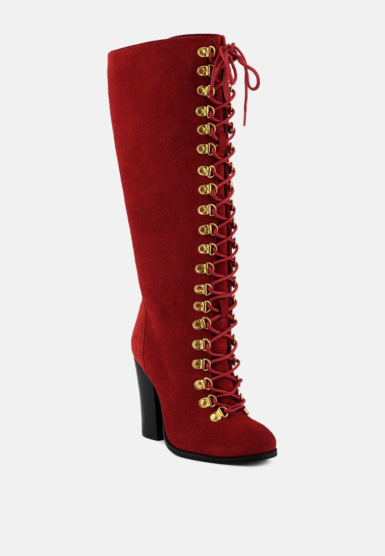 sleet-slay antique red heeled calf boot_red