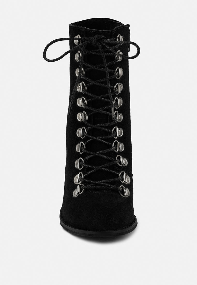 goose-feather antique black high heeled ankle boot_black