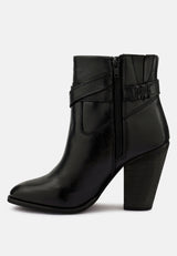cat-track black leather heeled ankle boots_black