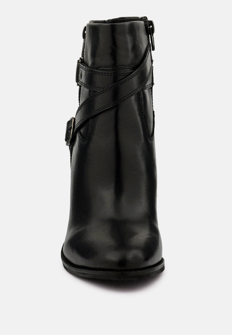 cat-track black leather heeled ankle boots_black