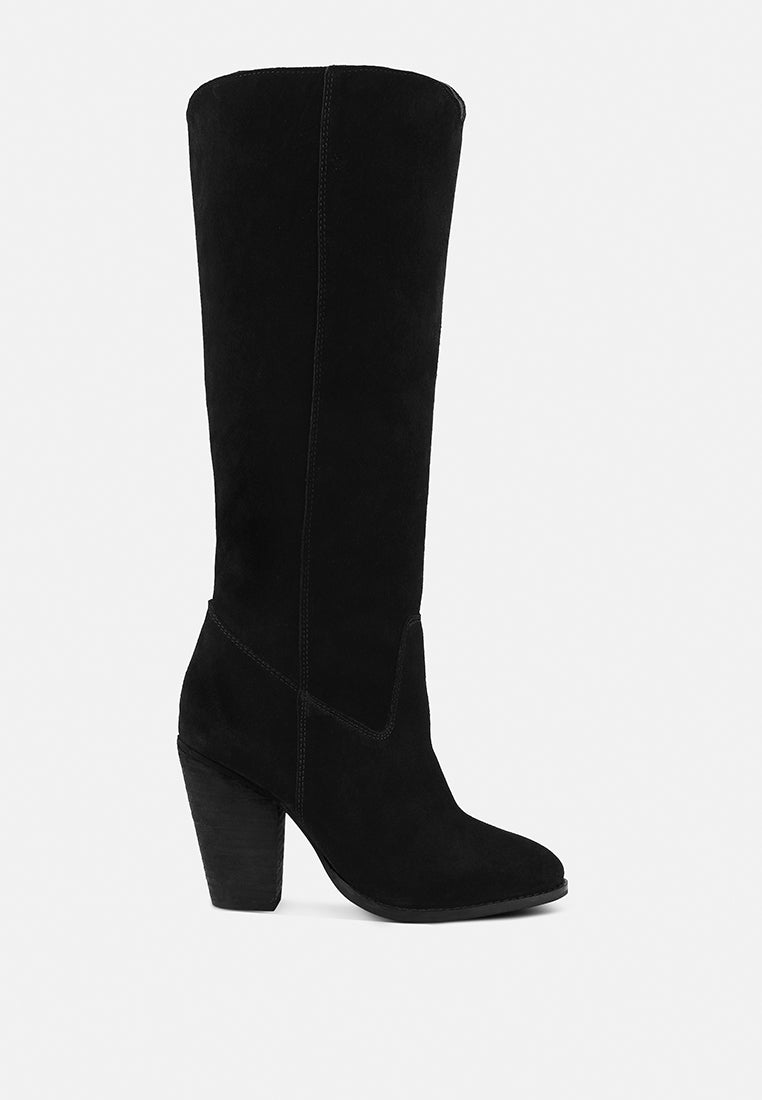 great-storm black suede leather calf boots#color_black