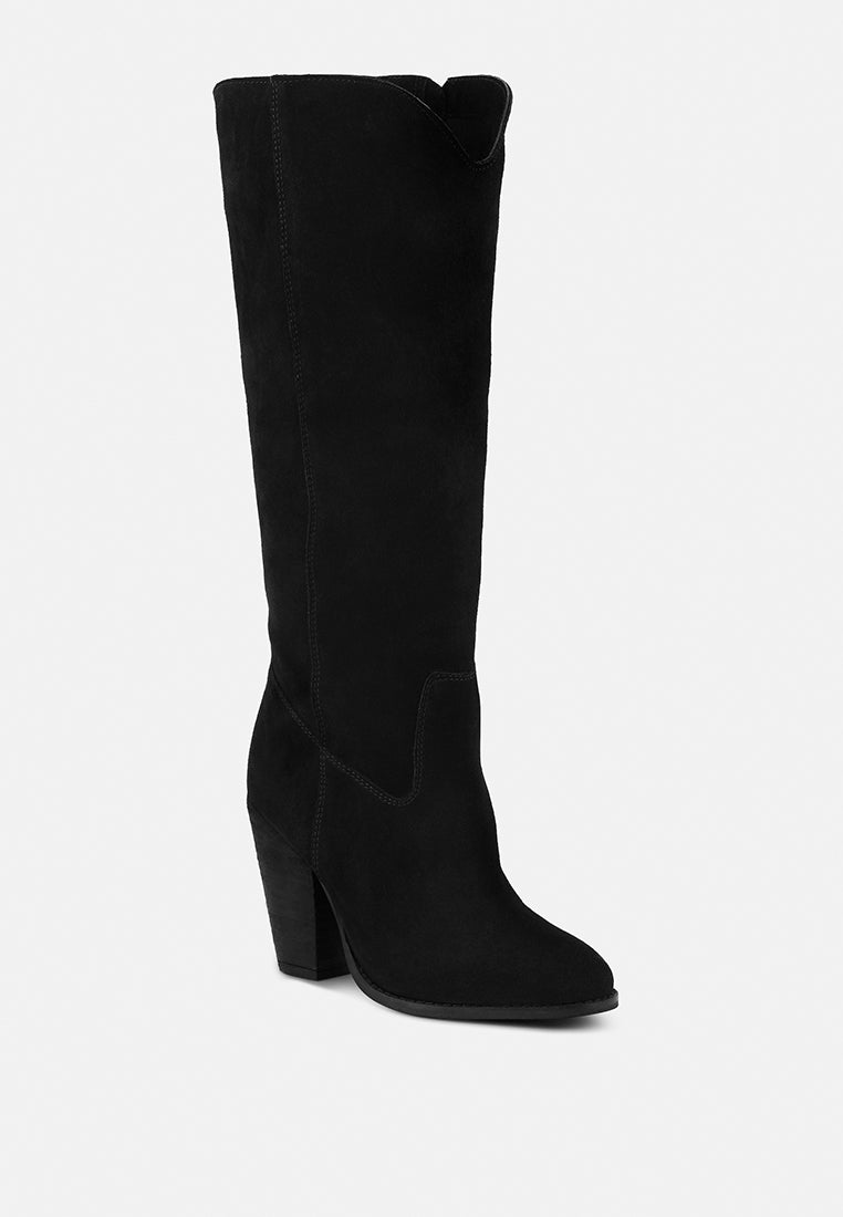 Buy Great-Storm Black Suede Leather Calf Boots | Boots | Rag & Co ...