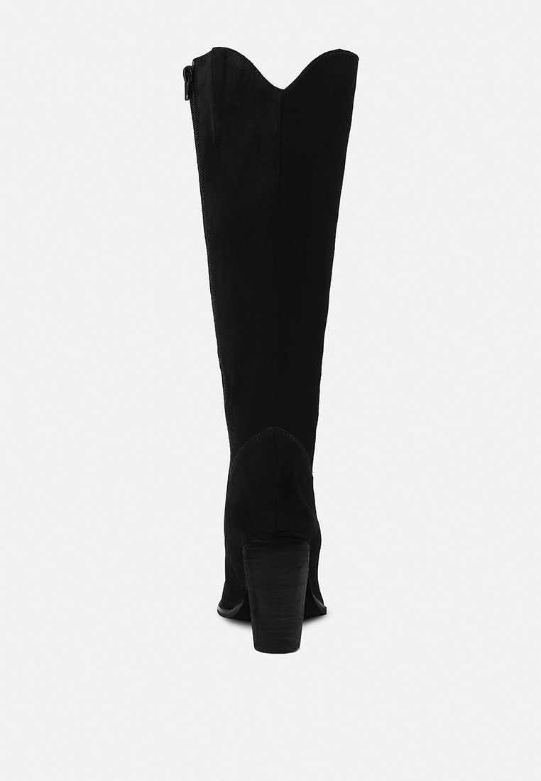 great-storm black suede leather calf boots#color_black