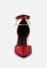 HOBNOB Satin High Heeled Anklet Sandals in Red#color_Red