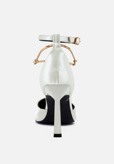 HOBNOB Satin High Heeled Anklet Sandals in White#color_White