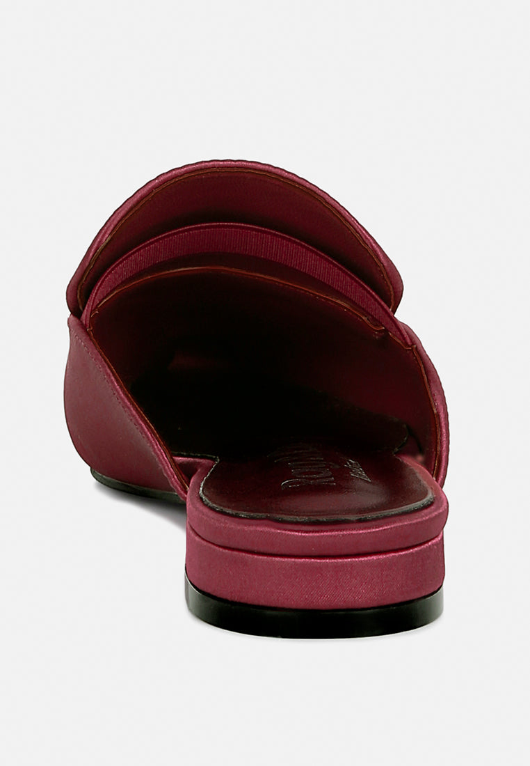PERRINE Diamante Jewel Satin Mules in Burgundy#color_burgundy