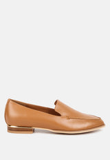RICHELLI Metallic Sling Detail Loafers in Tan#color_Tan
