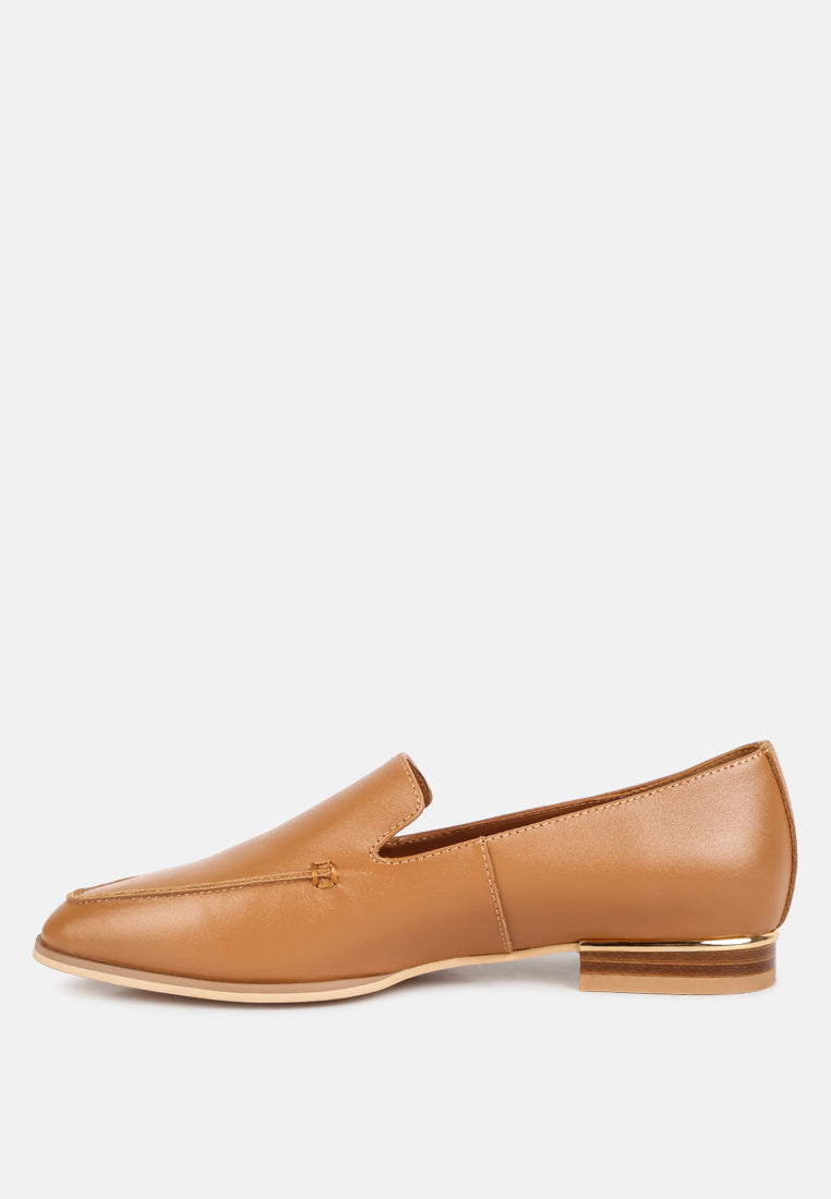RICHELLI Metallic Sling Detail Loafers in Tan#color_Tan