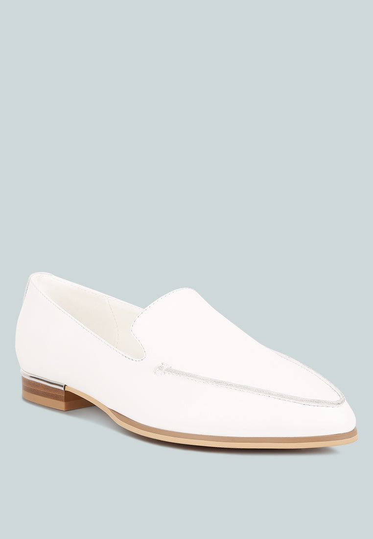 RICHELLI metallic sling detail loafers in White#color_White