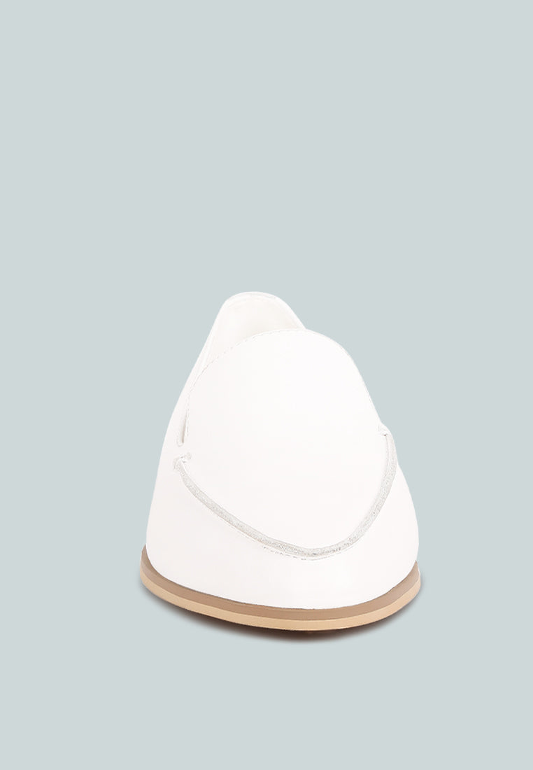 RICHELLI metallic sling detail loafers in White#color_White