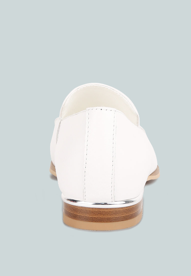 RICHELLI metallic sling detail loafers in White#color_White