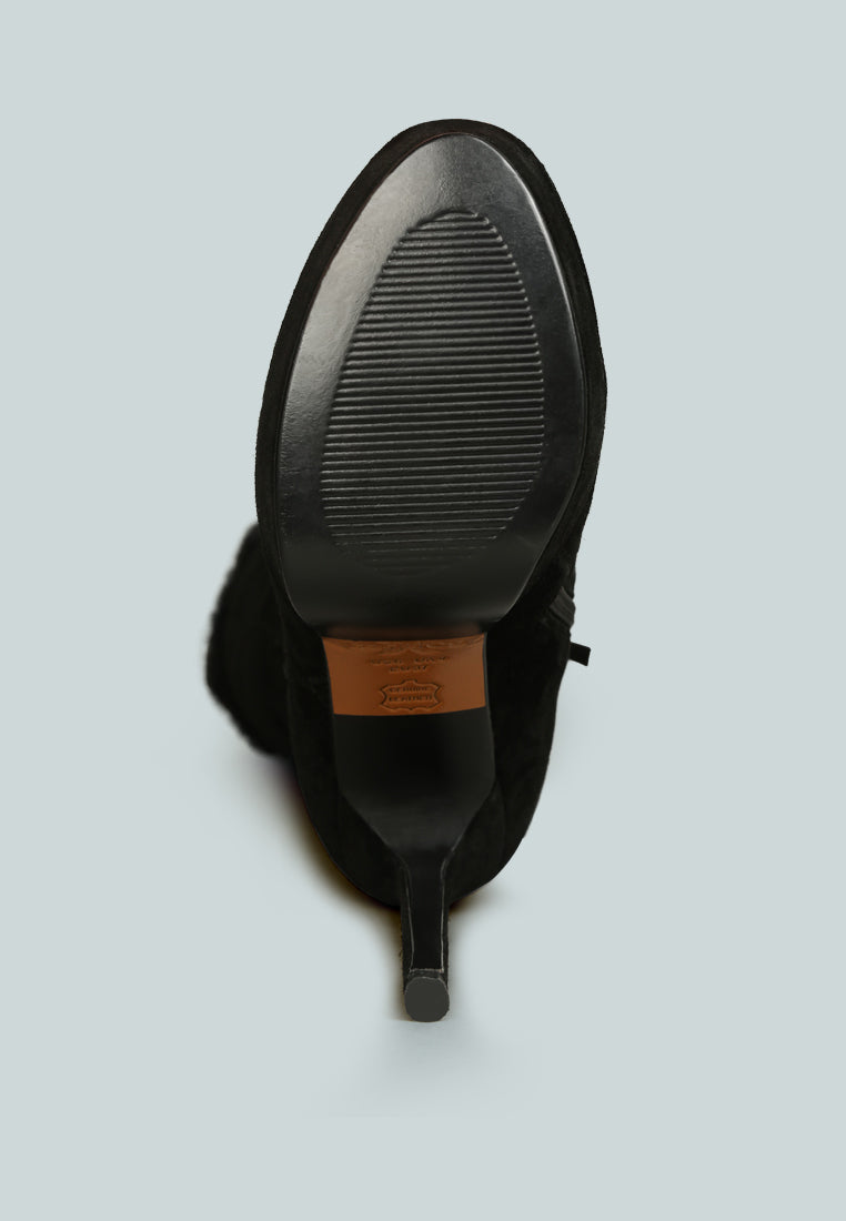 SALDANA Black High Platfrom Heel Microfiber Calf Boots_black