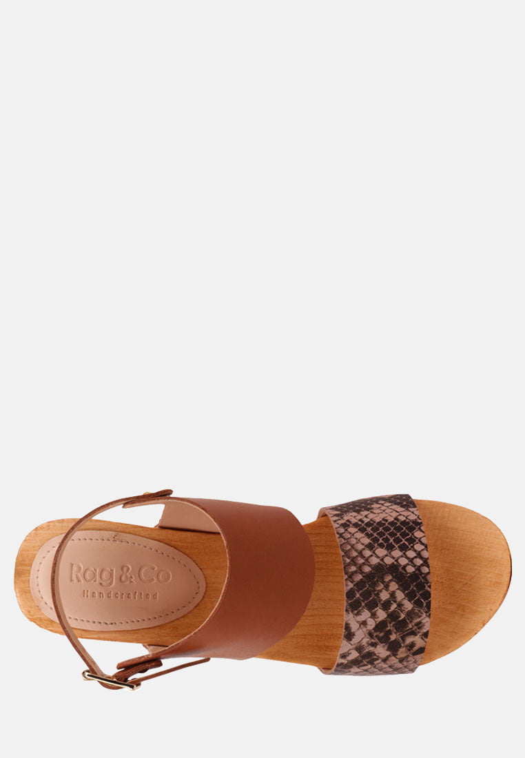 SAMARA Tan Printed Leather Strap Sandal-Tan