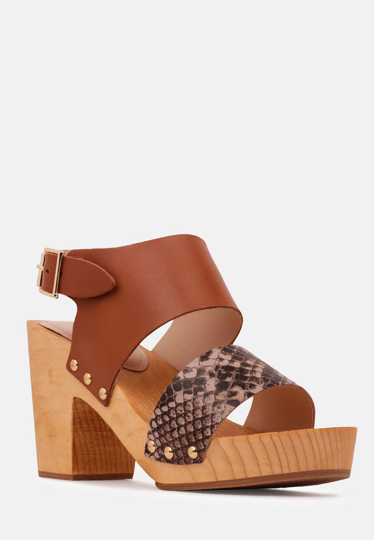 SAMARA Tan Printed Leather Strap Sandal-Tan