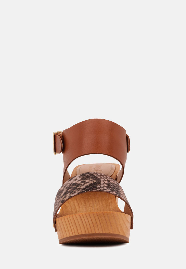 SAMARA Tan Printed Leather Strap Sandal-Tan