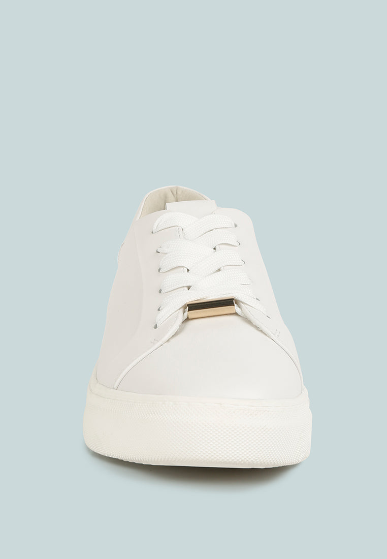 SCHICK  Lace Up Leather Sneakers in White White#color_White White 