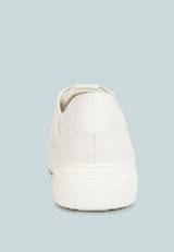 SCHICK  Lace Up Leather Sneakers in White White#color_White White 