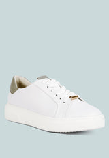 SCHICK  Lace Up Leather Sneakers in White Grey#Color_WhiteGrey