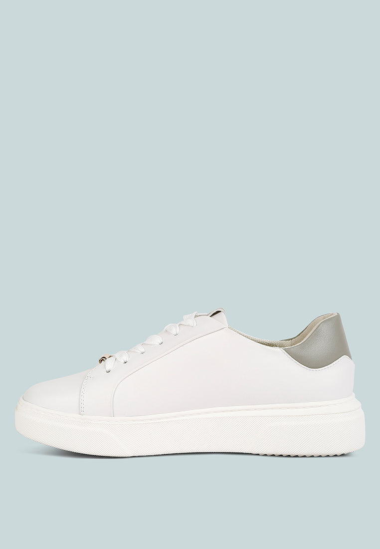 SCHICK  Lace Up Leather Sneakers in White Grey#Color_WhiteGrey