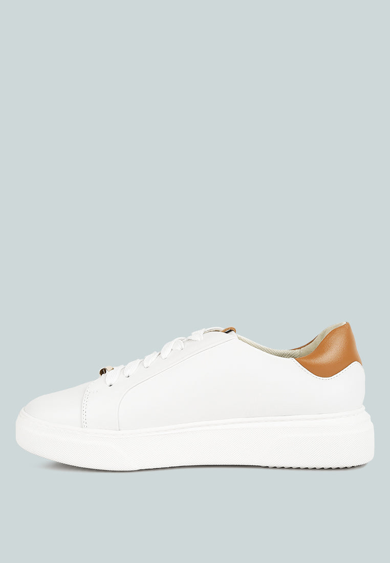 SCHICK  Lace Up Leather Sneakers in White Tan#color_White Tan 