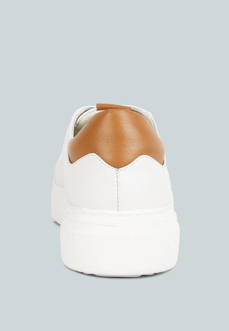 SCHICK  Lace Up Leather Sneakers in White Tan#color_White Tan 